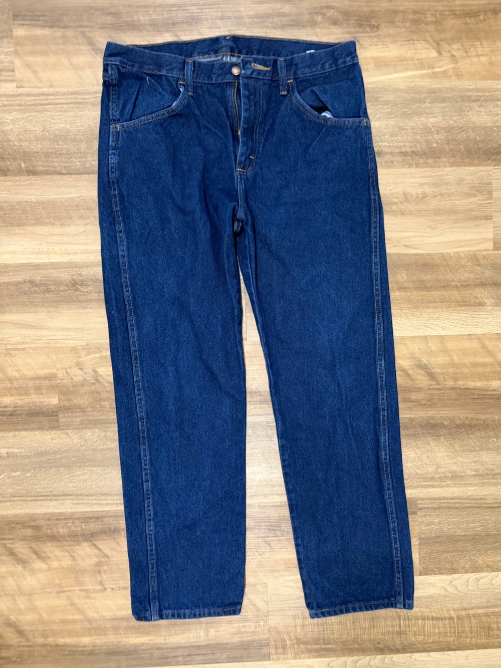 Rustler Men's 33x30 Dark Blue Straight Jeans